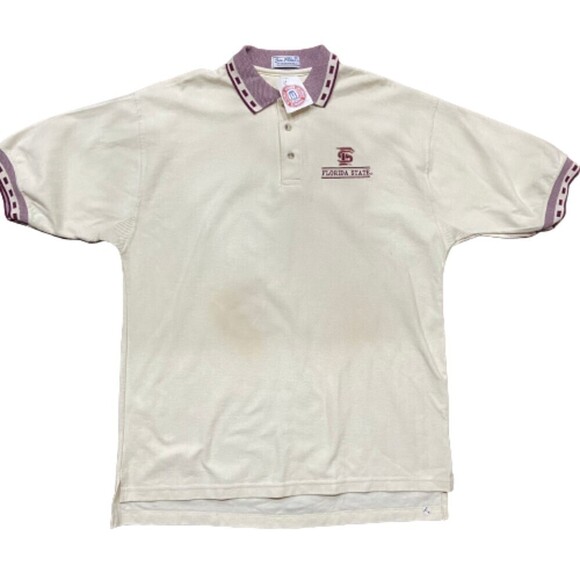 Florida State Seminoles Vintage NWT Combed Cotton Cream Maroon Polo Men's XXL - Picture 1 of 8